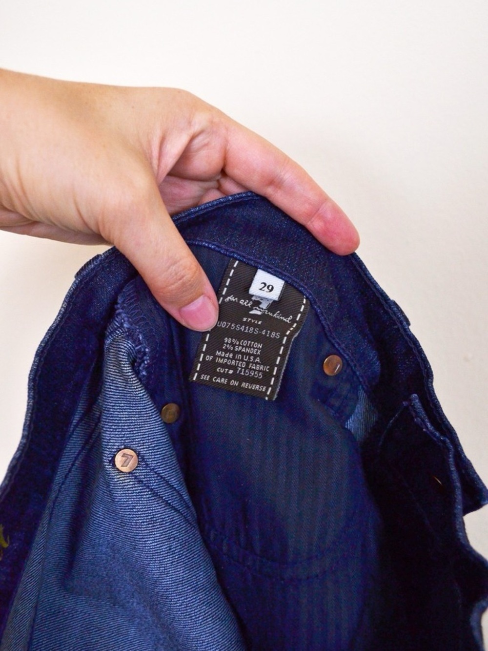 7 For All Mankind Dark Blue Flare Jeans with Embroidered Back Y2K Vintage Bootcu - Picture 3 of 16